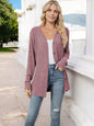 Women's Ribbed Button-Down Cardigan with Front Tie and V-Neck