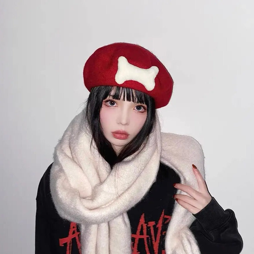 Free Shipping For 'Jingle Kat' Red Kawaii Goth Beret