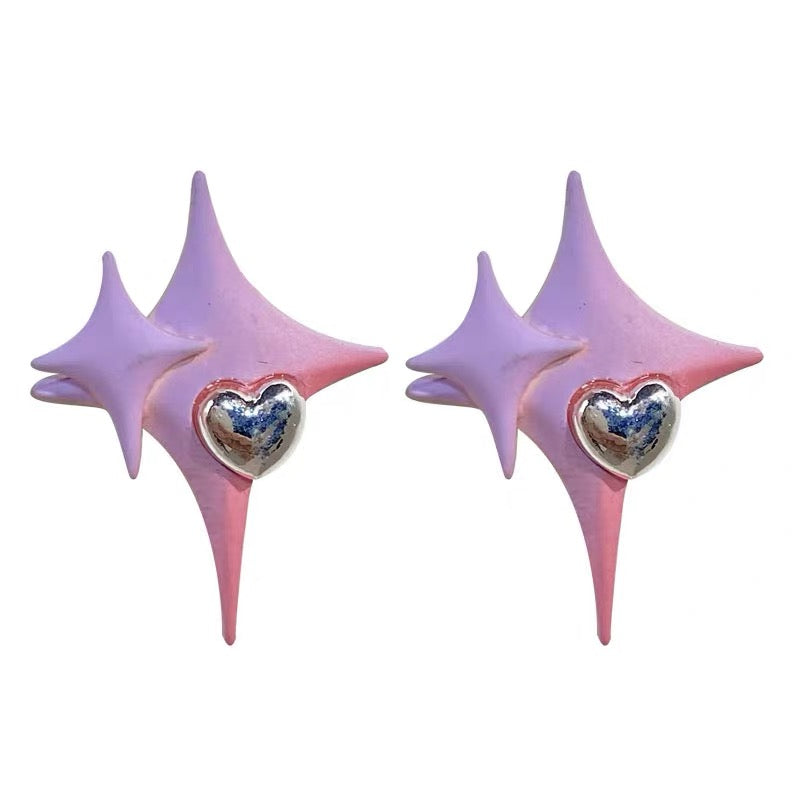 Free Shipping For 'Juicy Punk' Neon Stars & Heart Earrings