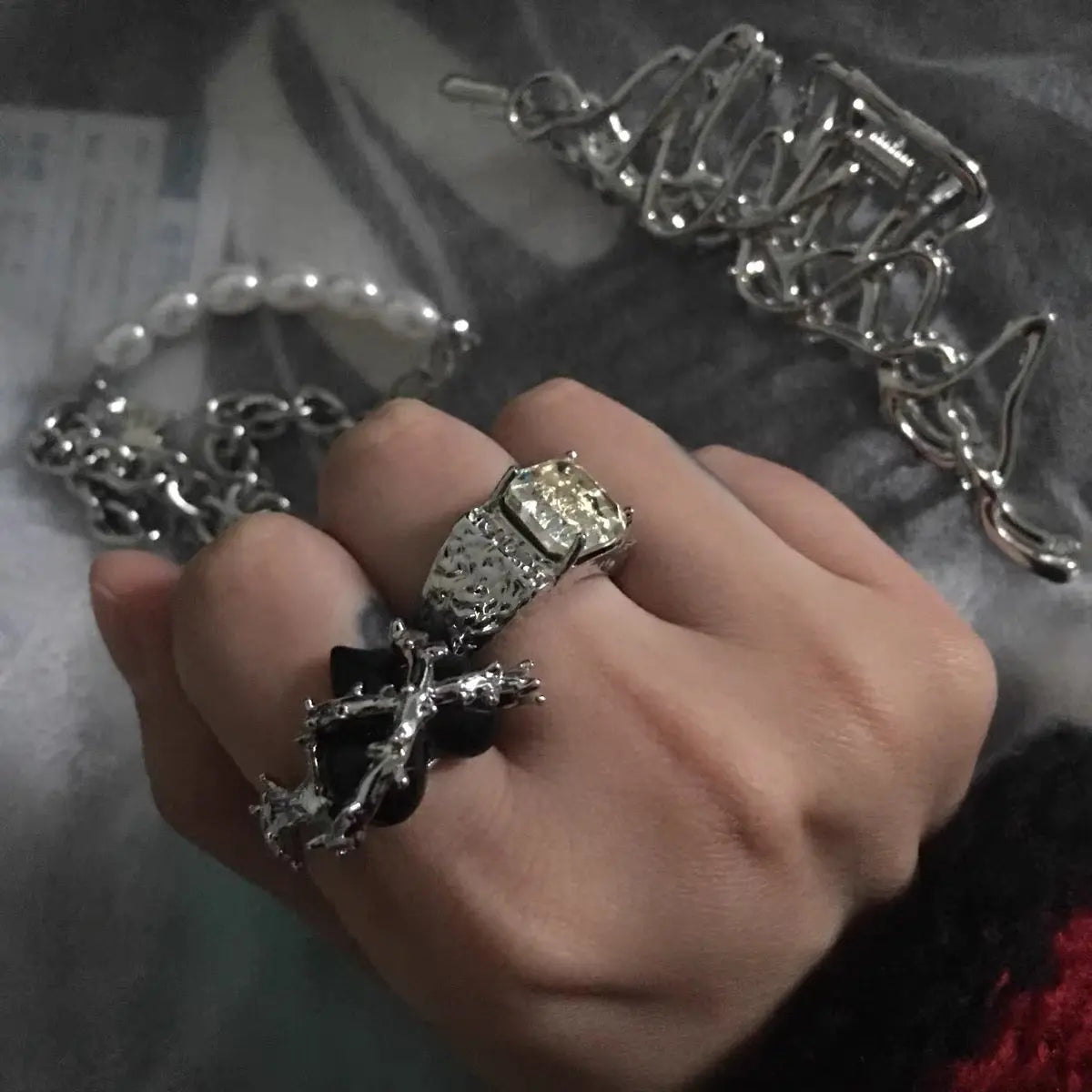 Free Shipping For 'Jungle Heart' Heart Shape Goth Ring