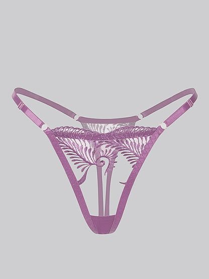 Free Shipping For Purple Embroidery Adjustable Thong