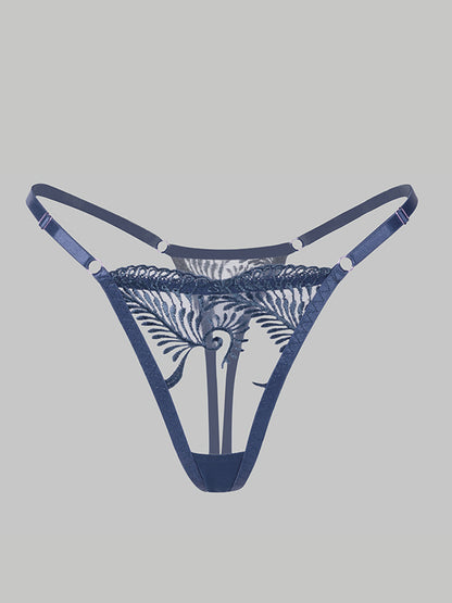 Free Shipping For Blue Embroidery Adjustable Thong