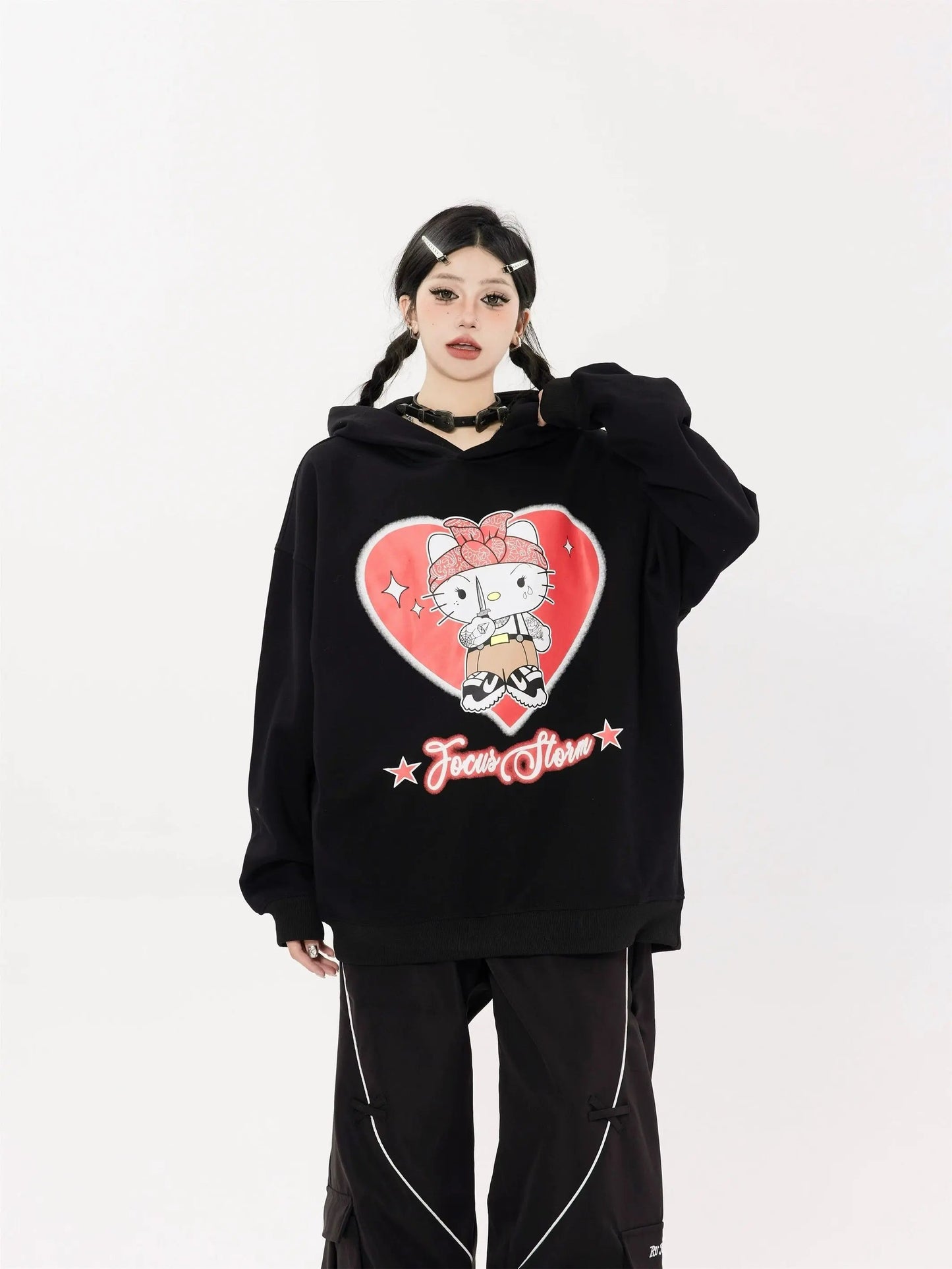 Free Shipping For 'Girl Gvng' Kawaii Cat Couple Sweatshirt