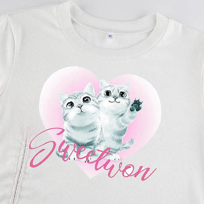 Free Shipping For 'Kitten' E-girl Cat Pattern Short Sleeves Top