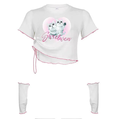 Free Shipping For 'Kitten' E-girl Cat Pattern Short Sleeves Top