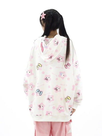 Free Shipping For 'Kittyy Gurl' Kawaii Zipped Oversized  Hoodie