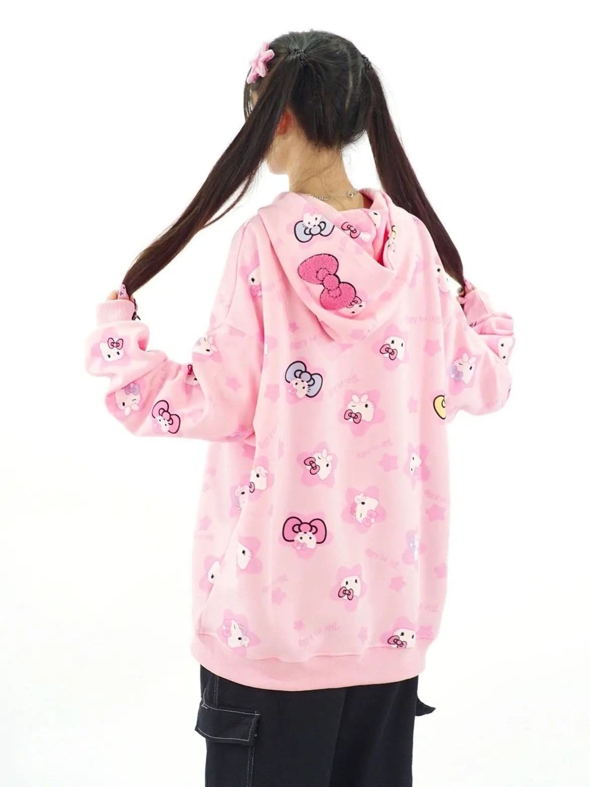 Free Shipping For 'Kittyy Gurl' Kawaii Zipped Oversized  Hoodie