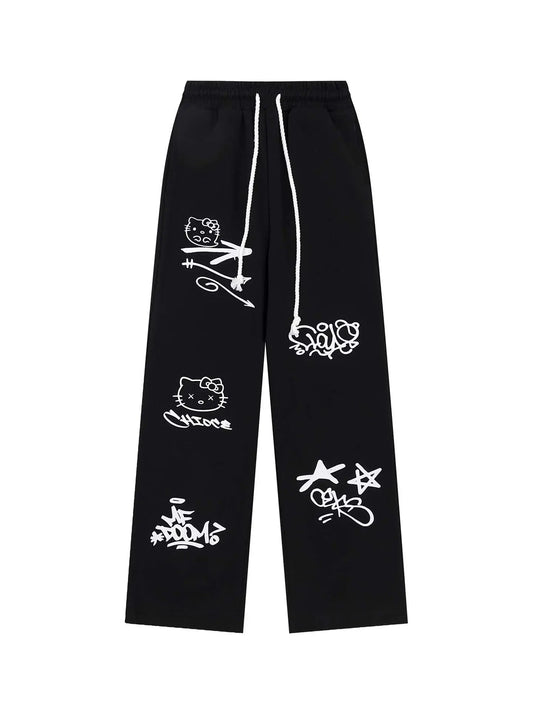 Free Shipping For 'dodgeball' Kawaii Oversized Kitty Drawstring Pants