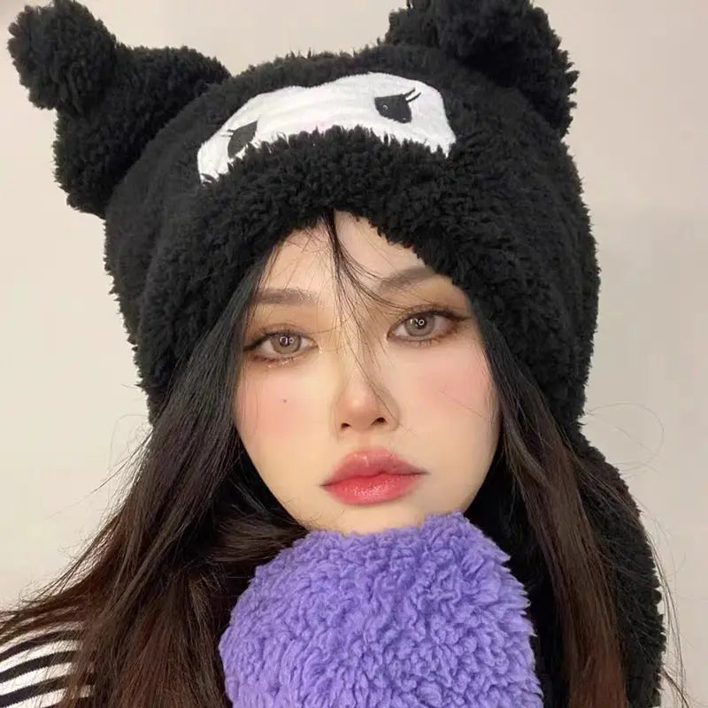 Free Shipping For 'Kuromii' Fluffy Purple Scarf Gloves Winter Hat