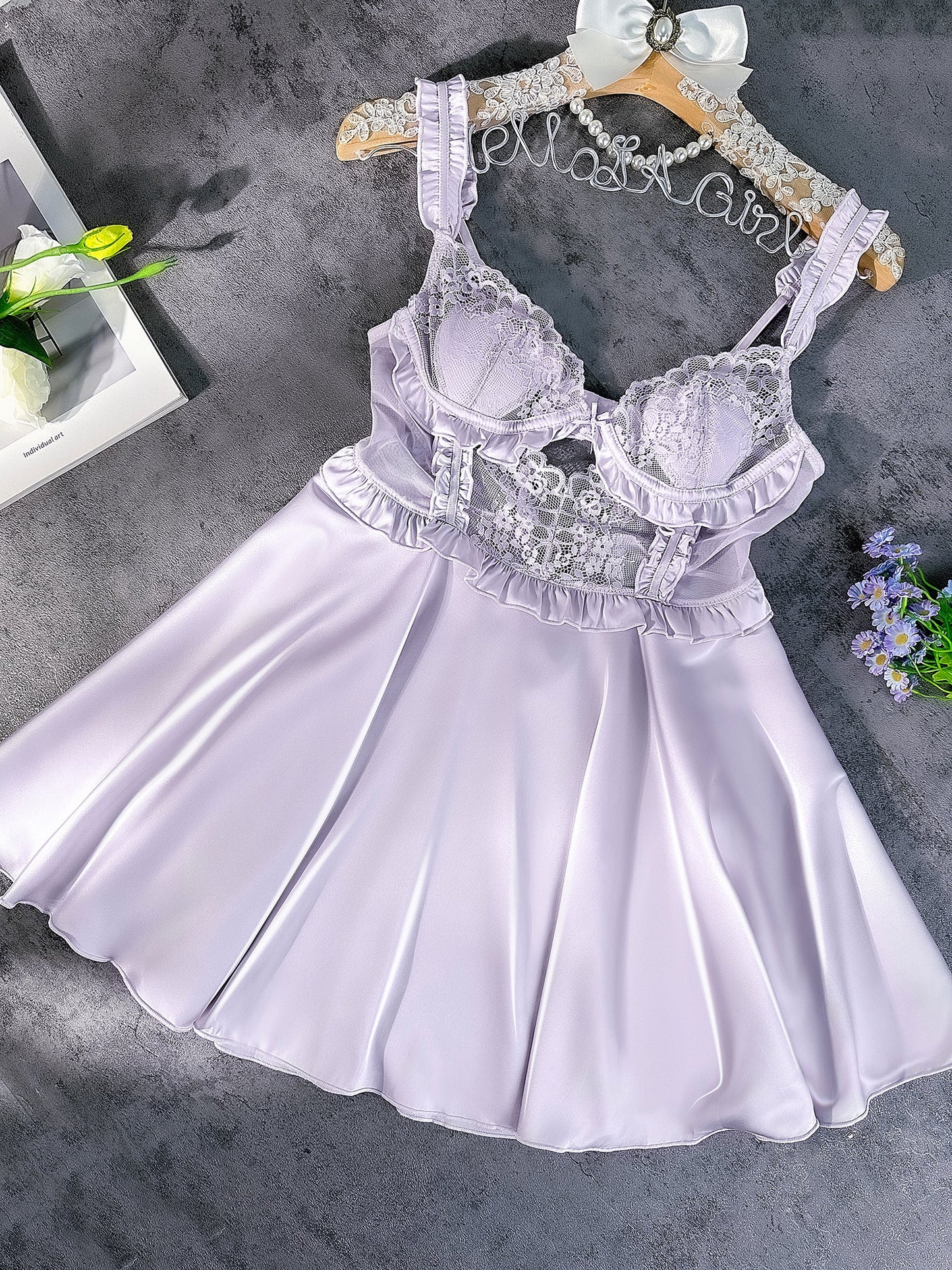 Free Shipping For Purple Soft Satin Slip Dress