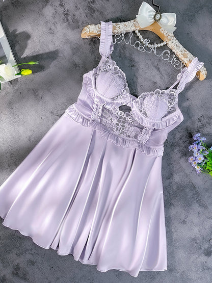 Free Shipping For Purple Soft Satin Slip Dress