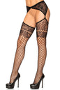 Free Shipping For Lace Top Attached Garter Belt Industrial Net Stockings