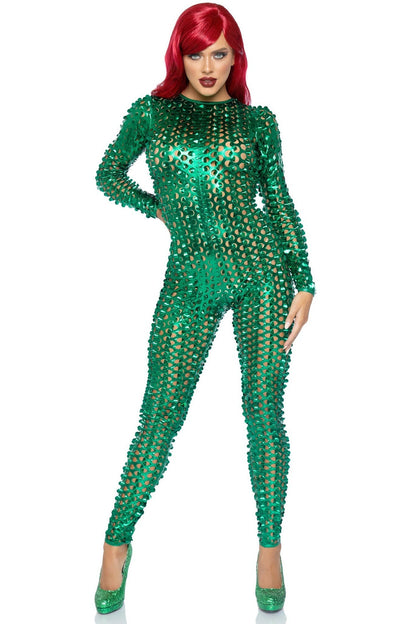 Free Shipping For Laser Cut Metallic Catsuit