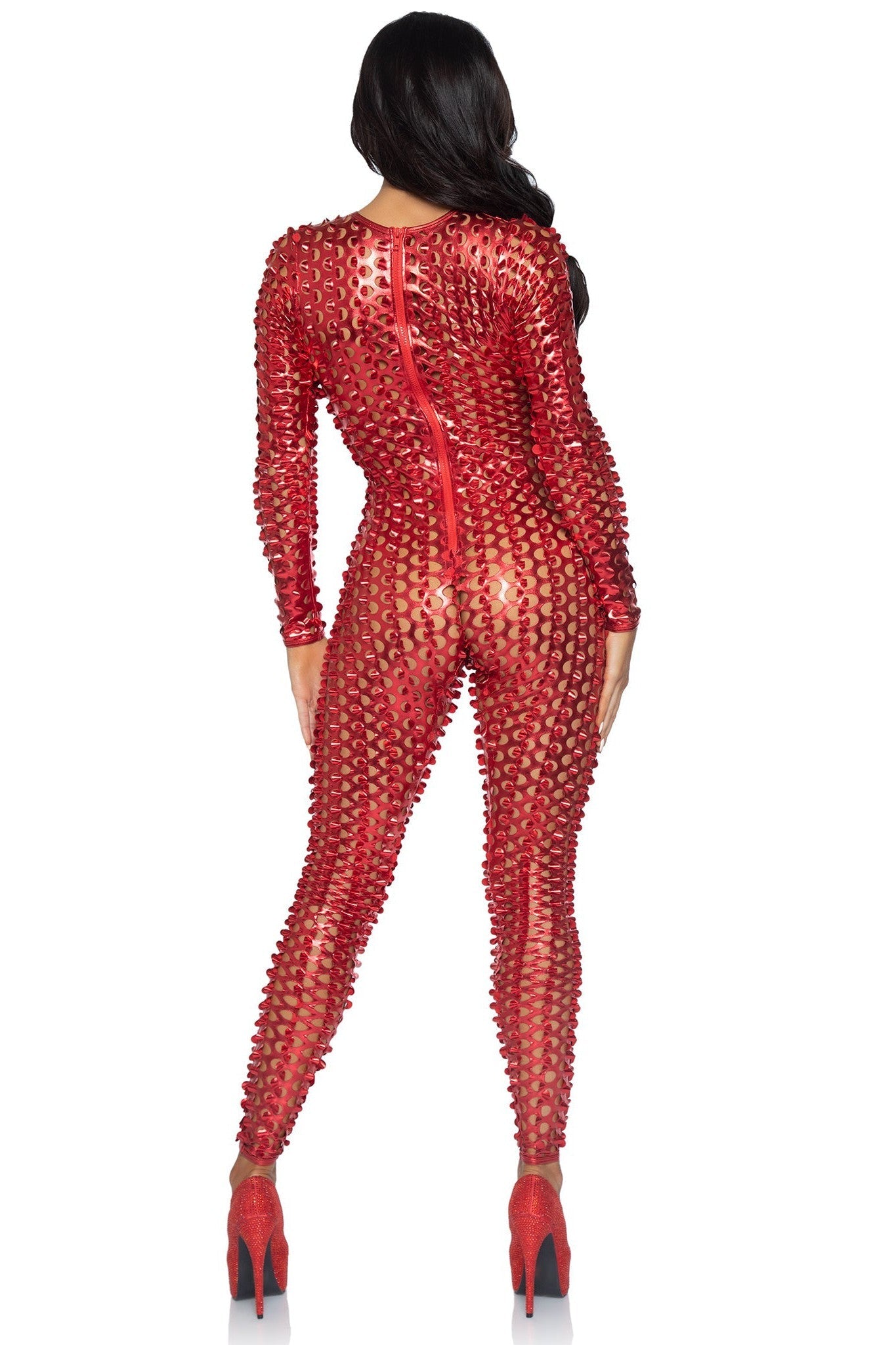 Free Shipping For Laser Cut Metallic Catsuit