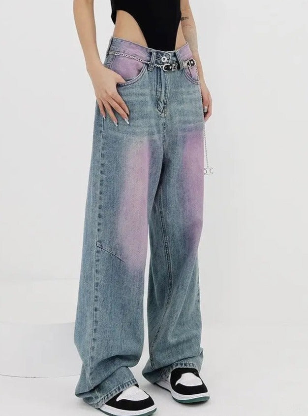 Free Shipping For 'Lavender' Grunge Oversized Distressed Wide-Leg Pants