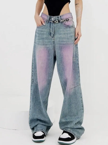 Free Shipping For 'Lavender' Grunge Oversized Distressed Wide-Leg Pants