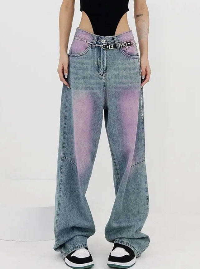 Free Shipping For 'Lavender' Grunge Oversized Distressed Wide-Leg Pants