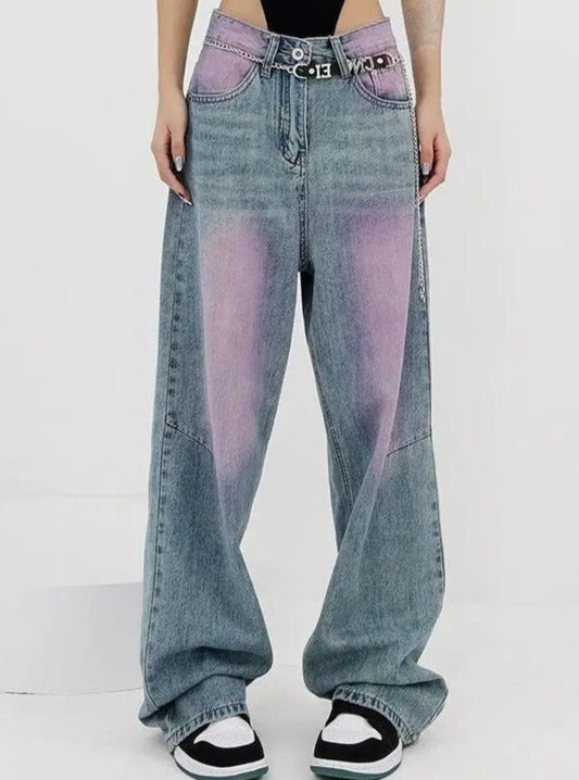 Free Shipping For 'Lavender' Grunge Oversized Distressed Wide-Leg Pants