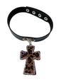 Free Shipping For 'Rebel Leopard' Print Rhinestone Cross Choker