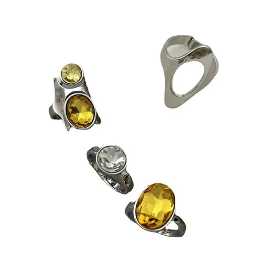 Free Shipping For 'Lighthouse' Future Y2k Yellow Set Rings