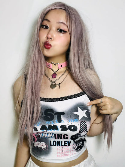 Free Shipping For 'Lost Babe' Alt Anime Y2k Graffiti Cami Top