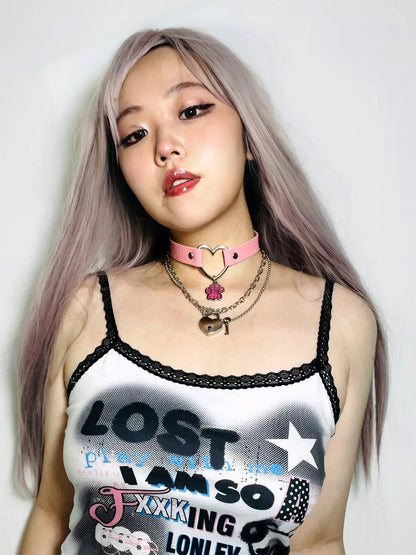 Free Shipping For 'Lost Babe' Alt Anime Y2k Graffiti Cami Top