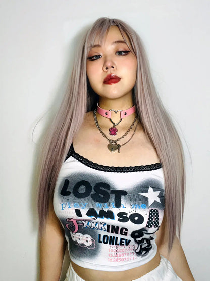 Free Shipping For 'Lost Babe' Alt Anime Y2k Graffiti Cami Top