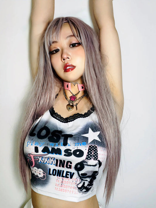 Free Shipping For 'Lost Babe' Alt Anime Y2k Graffiti Cami Top