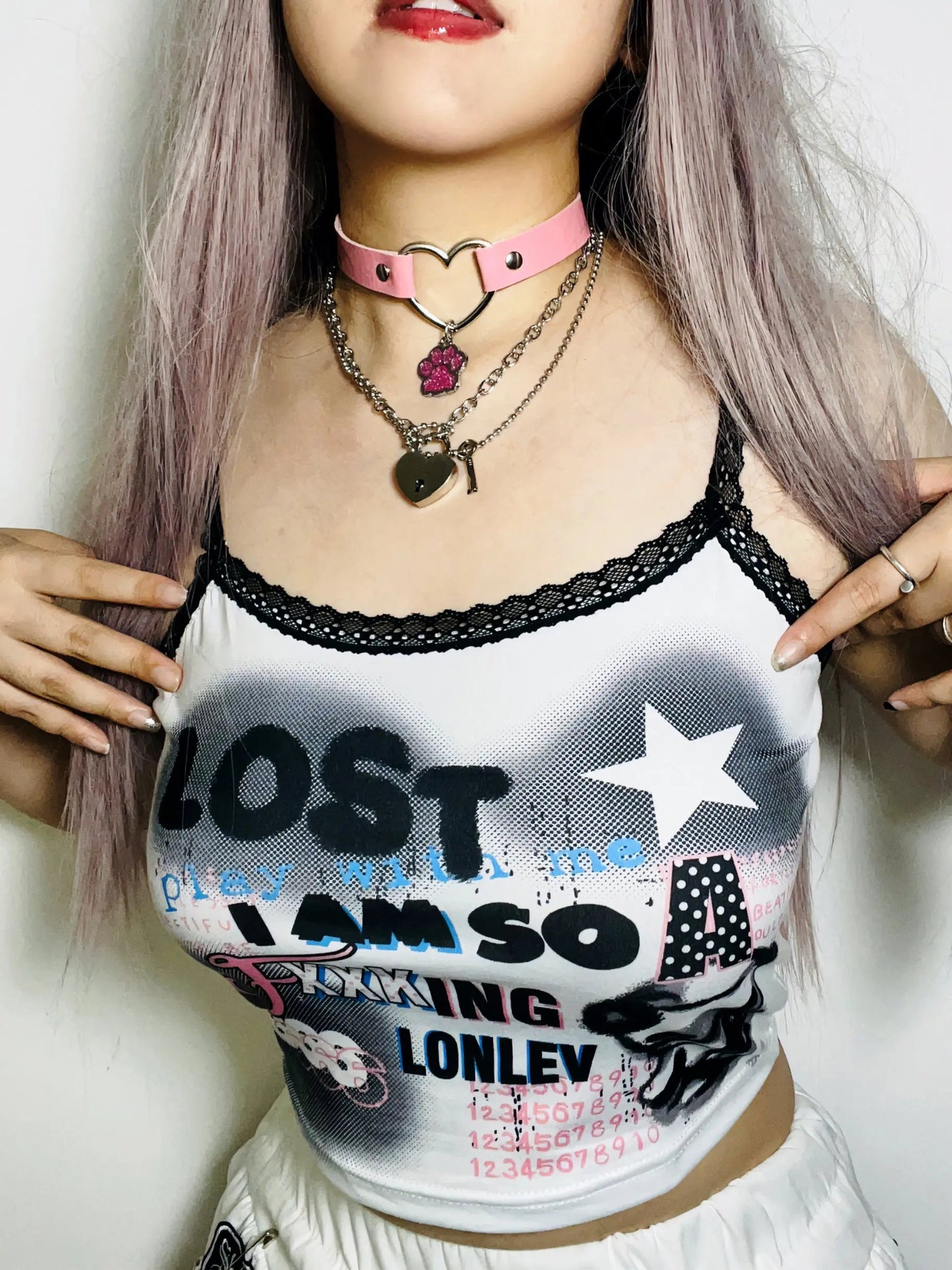 Free Shipping For 'Lost Babe' Alt Anime Y2k Graffiti Cami Top