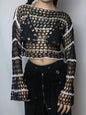 Free Shipping For 'Lust' Black & White Ripped Goth Sweater