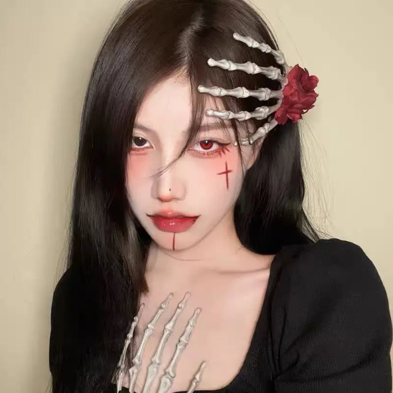 Free Shipping For 'Lycoris' Flower Skull Hand Hair Pins