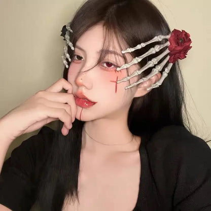 Free Shipping For 'Lycoris' Flower Skull Hand Hair Pins