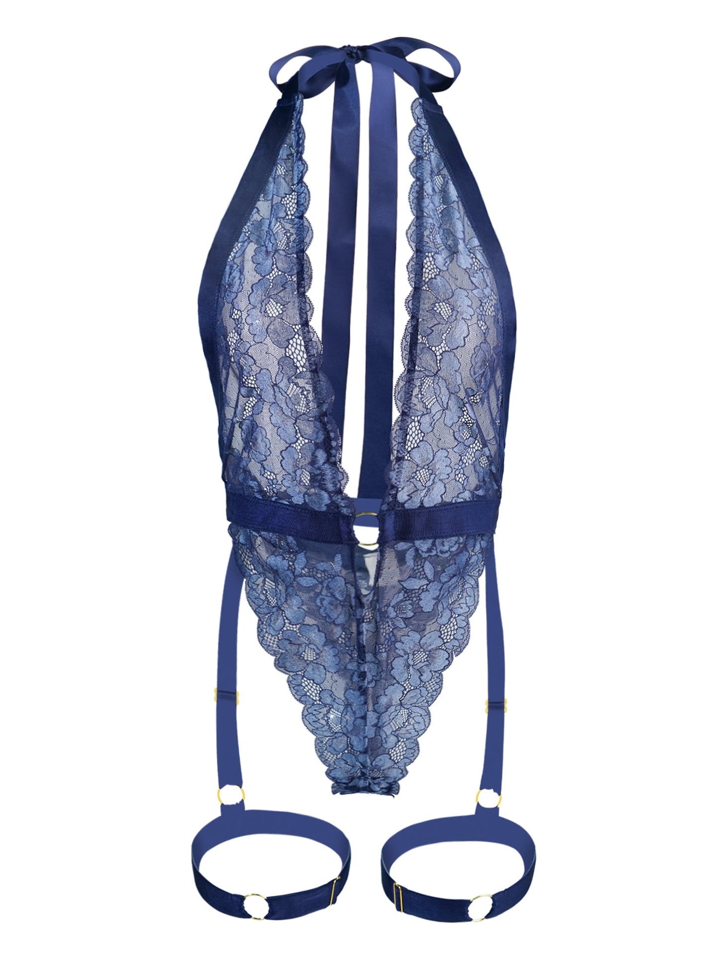 Free Shipping For Blue Sexy Lace Suspenders Shapewear