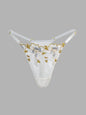 Free Shipping For  White &Gold Thread Embroidered Thong