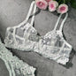 Free Shipping For  White Cherry Blossoms Sheer Lace Lingerie Set