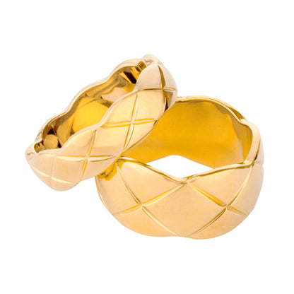 Free Shipping For Golden Plated Wide Mixed Metal Twist Ring