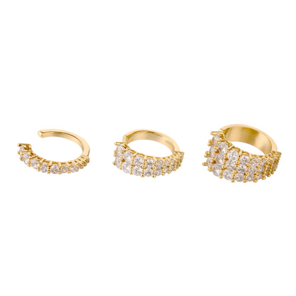 Free Shipping For Golden Plated Diamond Domed Starburst Huggie Earring