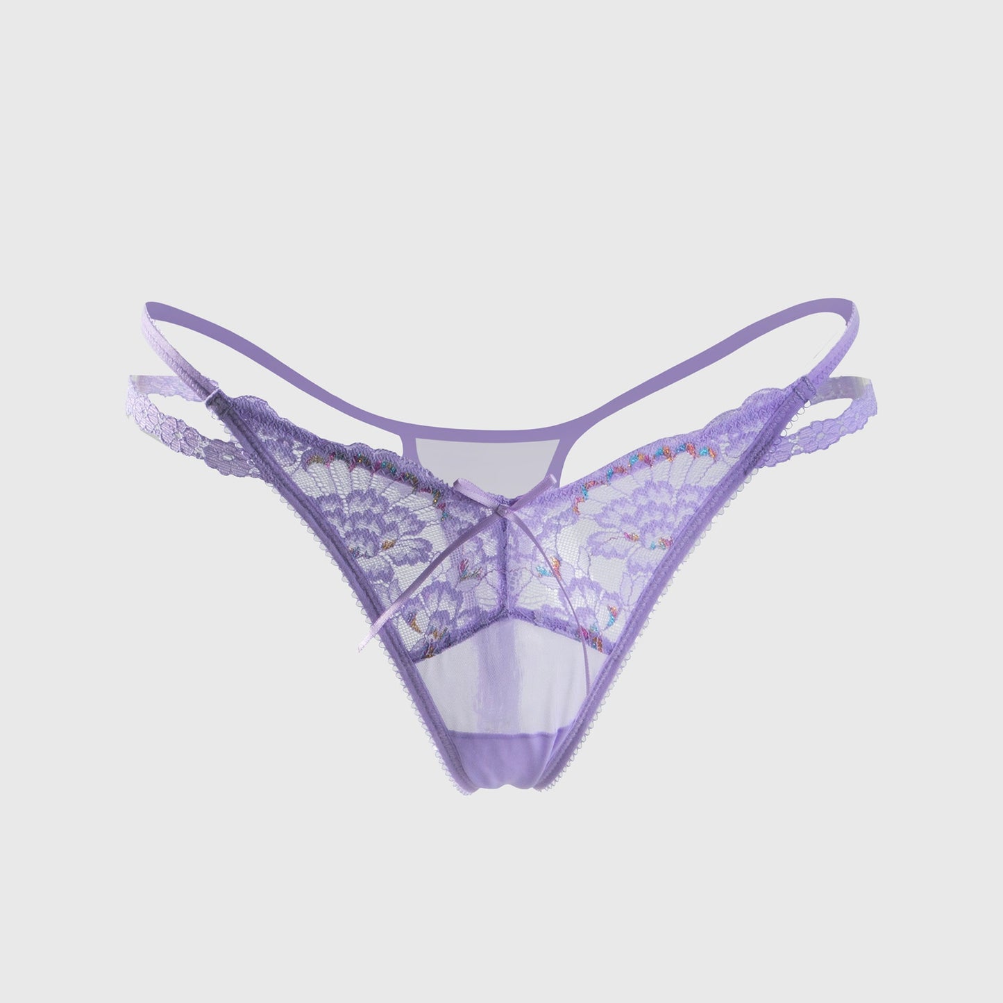 Free Shipping For Purple flower Embroidery thong