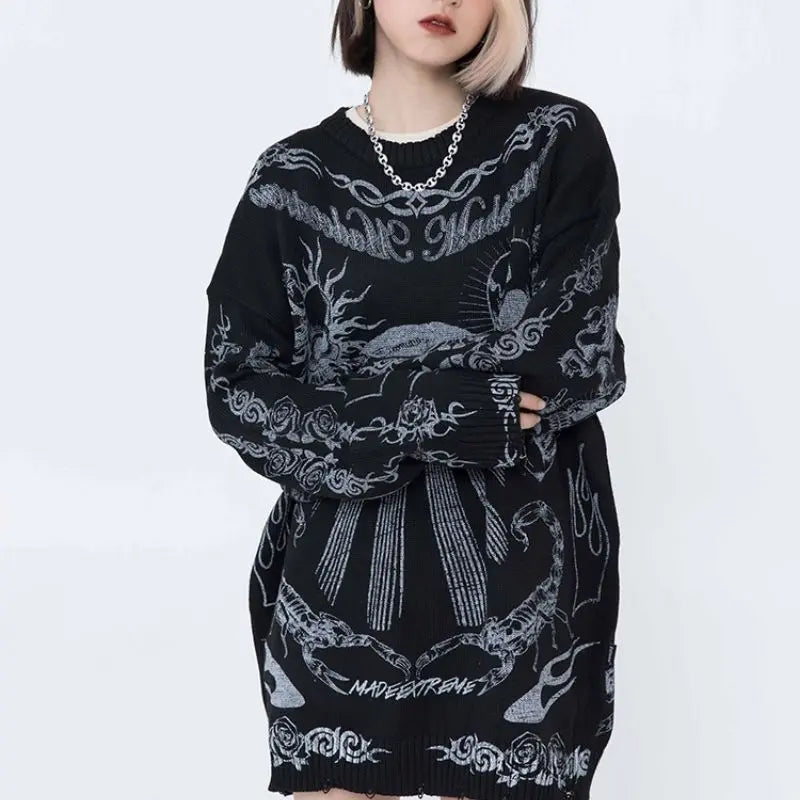 Free Shipping For 'Made Extreme' Oversized Dark Goth Graffiti Sweater