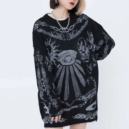 Free Shipping For 'Made Extreme' Oversized Dark Goth Graffiti Sweater