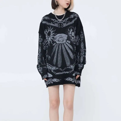 Free Shipping For 'Made Extreme' Oversized Dark Goth Graffiti Sweater