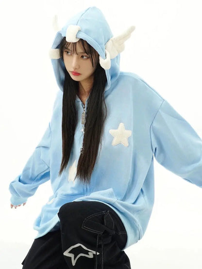 Free Shipping For 'Magic Fairies' Fairies Ears Zipped Oversized  Hoodie