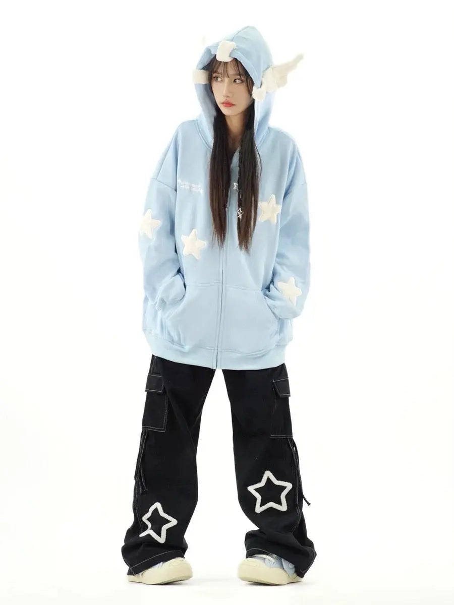 Free Shipping For 'Magic Fairies' Fairies Ears Zipped Oversized  Hoodie