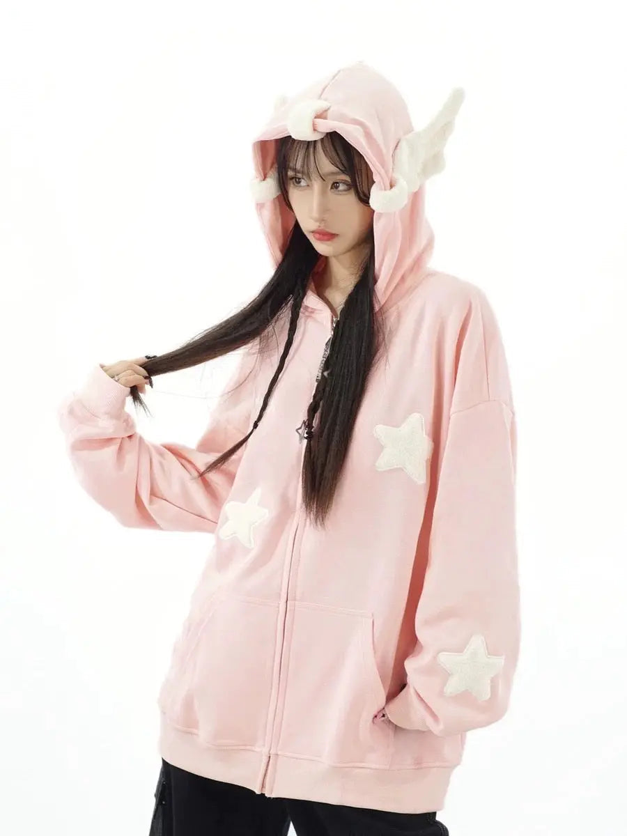 Free Shipping For 'Magic Fairies' Fairies Ears Zipped Oversized  Hoodie