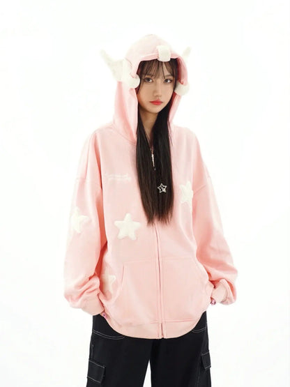 Free Shipping For 'Magic Fairies' Fairies Ears Zipped Oversized  Hoodie