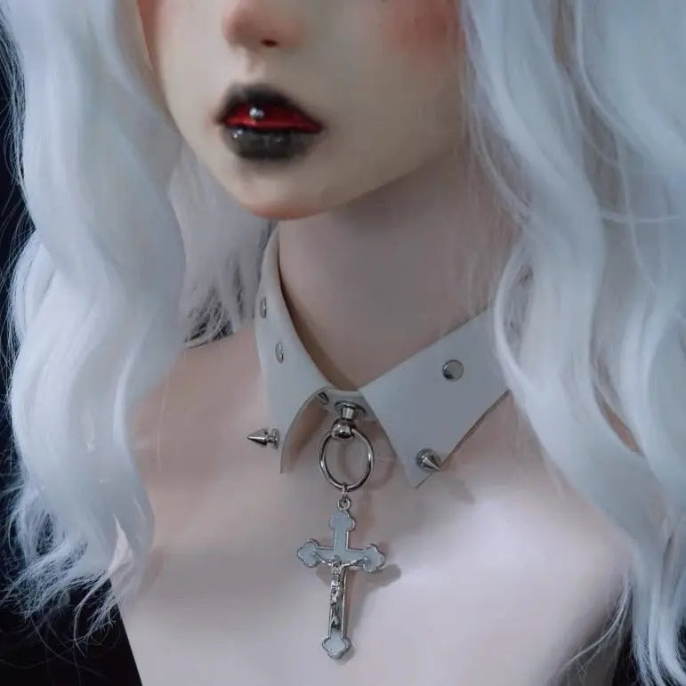 Free Shipping For 'Make A Wish' Fake Collar Cross Rivet Chokers