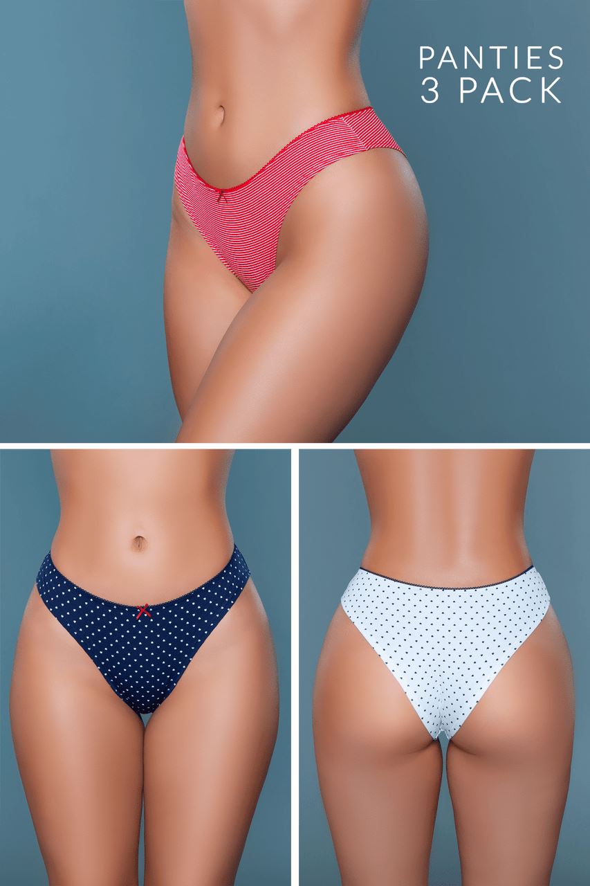 Free Shipping For Medium Rise Mixed Design Panty Pack