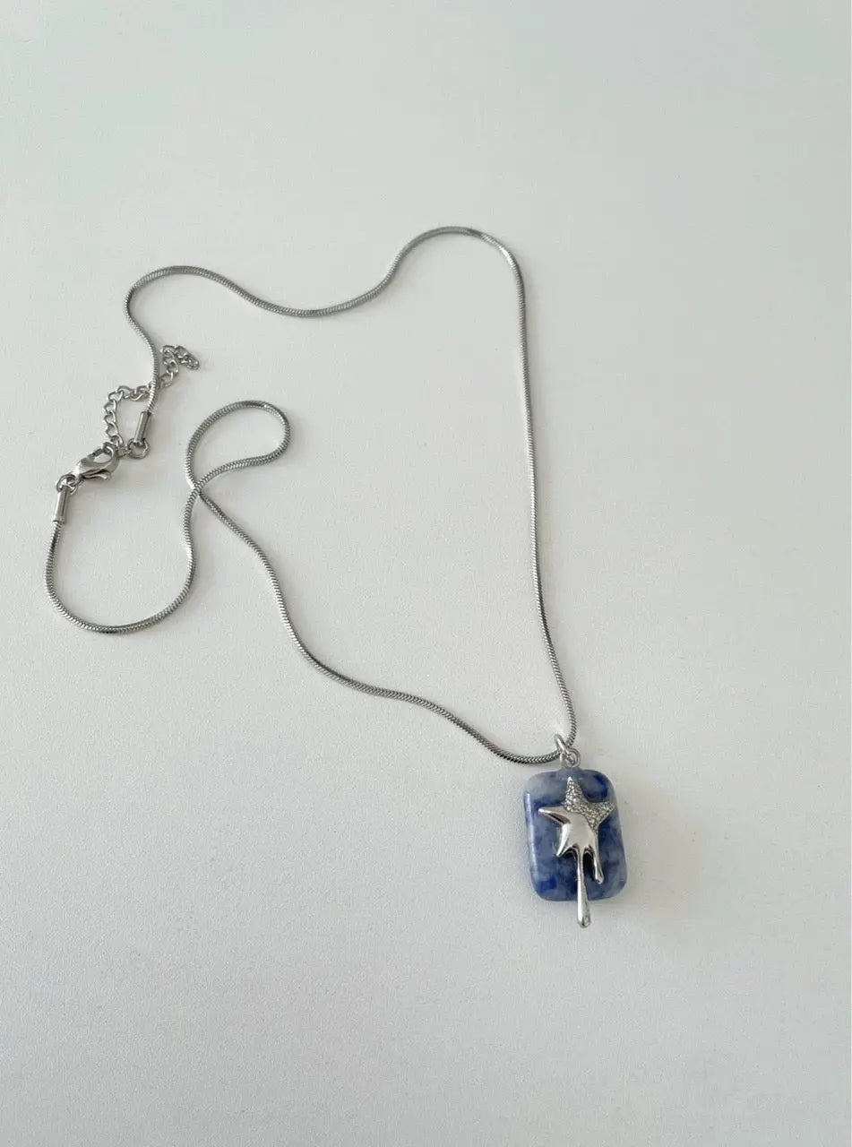 Free Shipping For 'Melting Star' Y2k Silver Star Marble Necklace