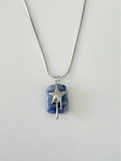 Free Shipping For 'Melting Star' Y2k Silver Star Marble Necklace