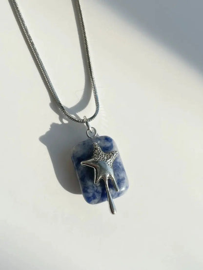 Free Shipping For 'Melting Star' Y2k Silver Star Marble Necklace